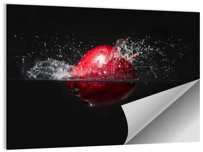 Red Apple Water Splash Wall Art as a poster print