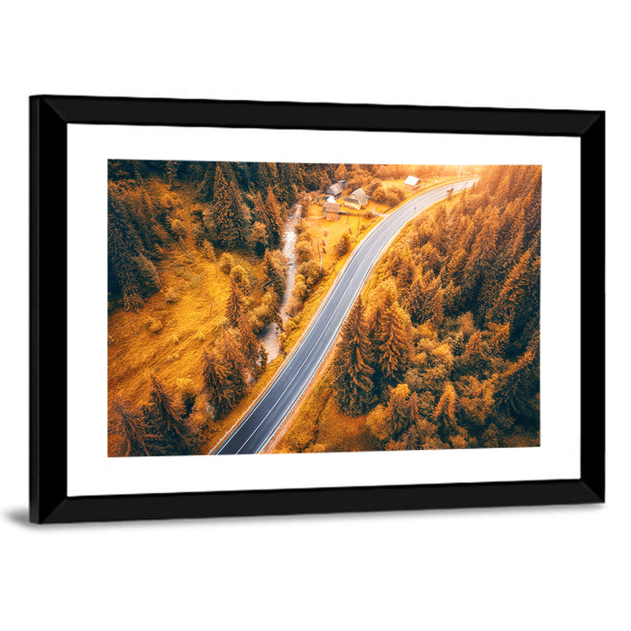 Carpathian Autumn Road Wall Art as a framed print