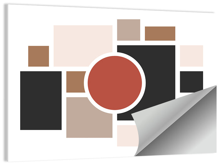 Terracotta Geometric Circle Composition Wall Art as a poster print