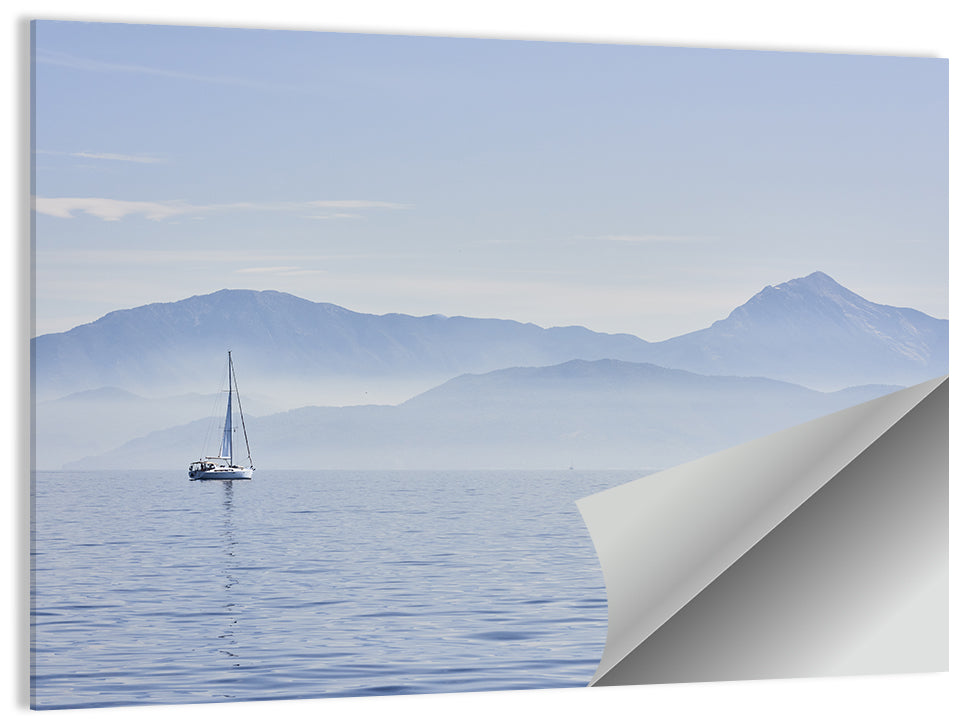 Sailboat and Misty Mountains Wall Art