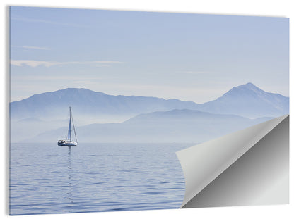 Sailboat and Misty Mountains Wall Art