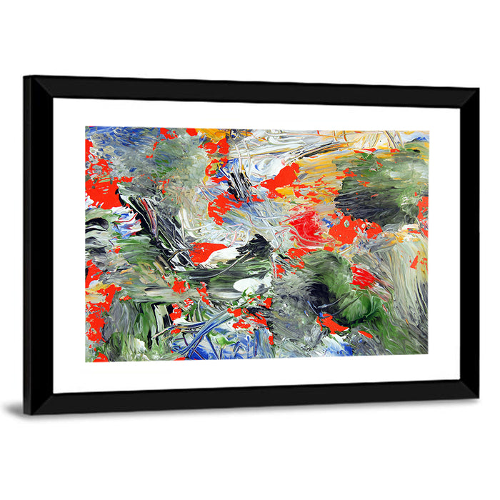 Melting Green Impasto Abstract Wall Art as a framed print