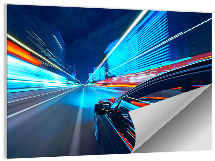 Light Trails Speed Car Wall Art as a poster print