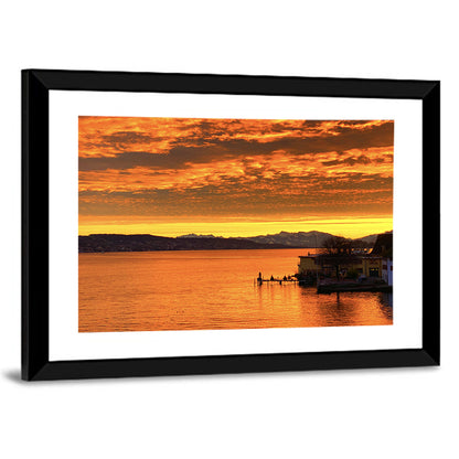 Lake Zurich Golden Sunset Wall Art