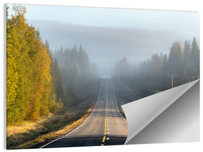 Misty Finnish Forest Highway Wall Art