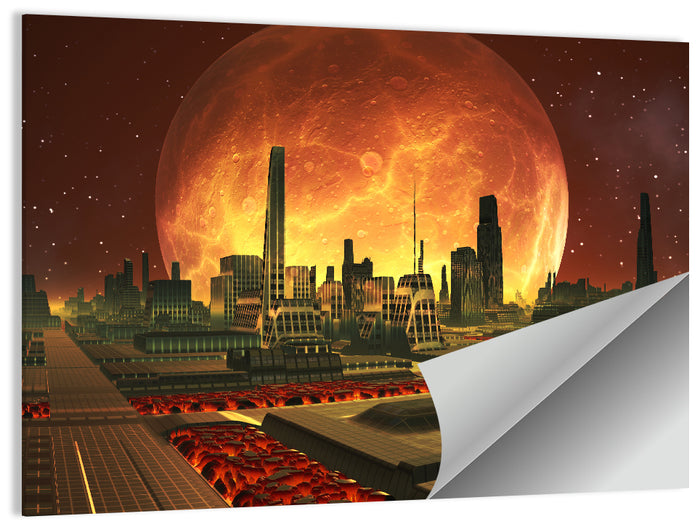 Molten Lunar Cityscape Wall Art as a poster print