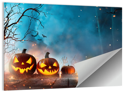 Foggy Halloween Pumpkins Wall Art