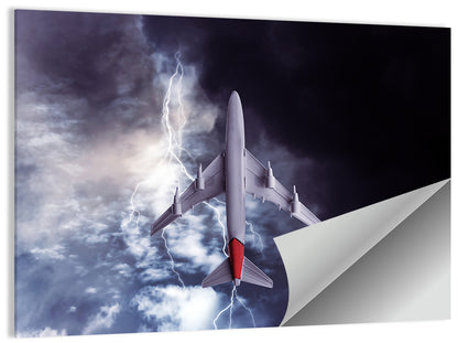 Red-tailed Airplane in Storm Wall Art