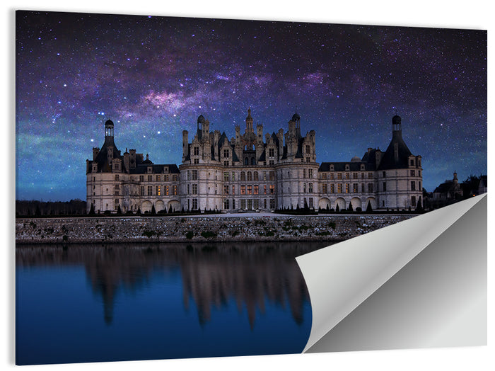 Château De Chambord Night Reflection Wall Art as a poster print