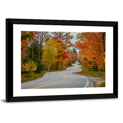 Winding Autumn Highway Wall Art