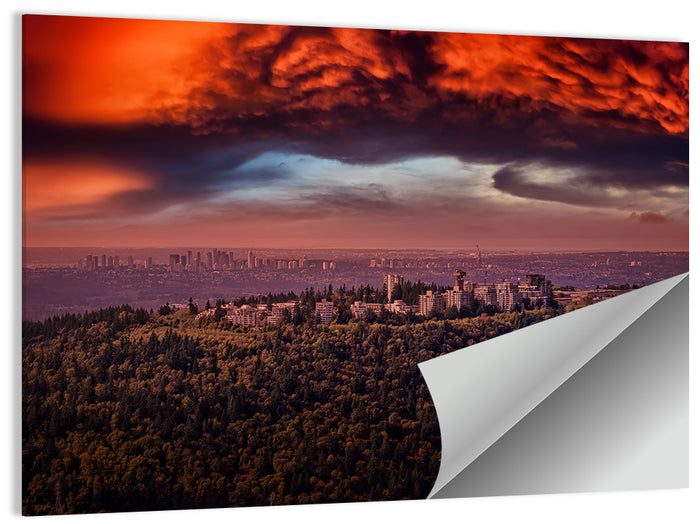 Burnaby Mountain Sunset Skyline Wall Art as a poster print