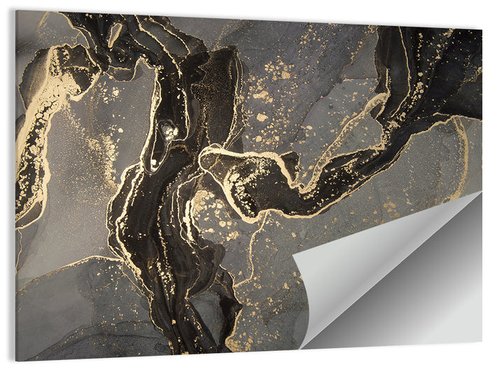 Black and Gold Marbled Abstract Wall Art as a poster print