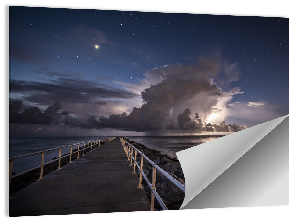 Storm Clouds Over Pier Wall Art