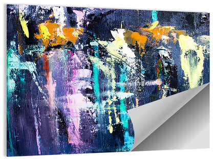 Impasto Waterfall in Blue and Purple Wall Art