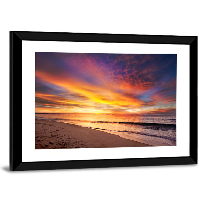 Maine Beach Sunrise Wall Art as a framed print