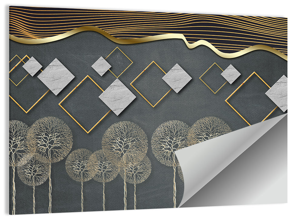 Gray and Gold Dandelion Wall Art