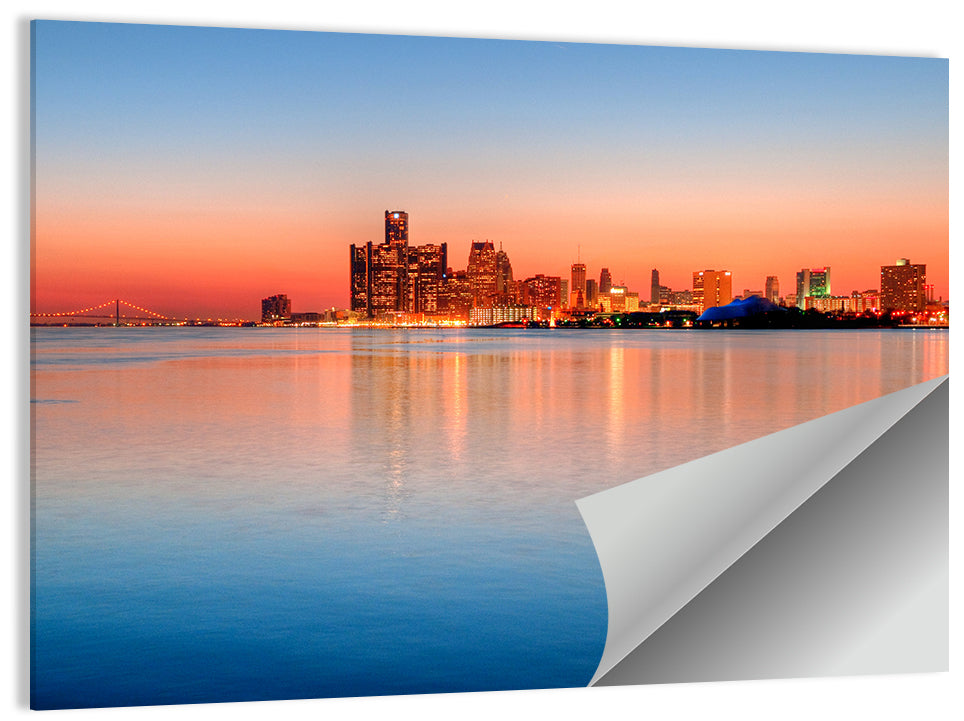 Detroit Golden Hour Skyline Wall Art