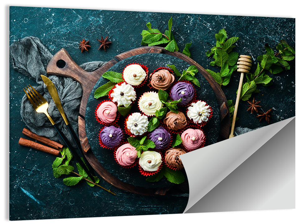 Cream Cupcakes Still Life Wall Art