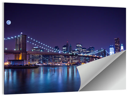 Brooklyn Bridge Moonlit Reflections Wall Art