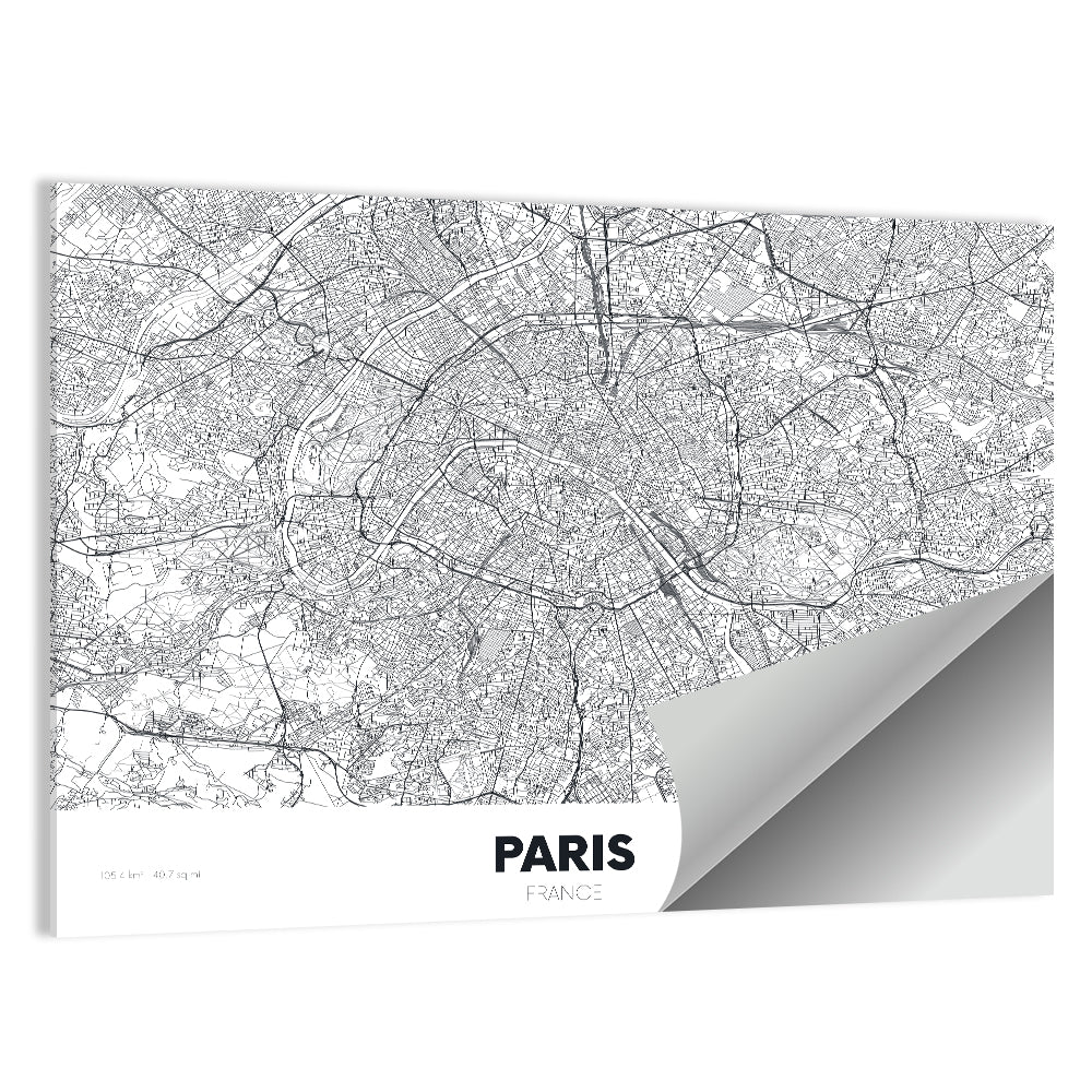 Paris Aerial Map Wall Art