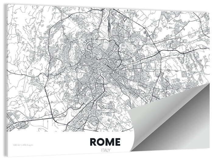 Rome City Map Wall Art as a poster print