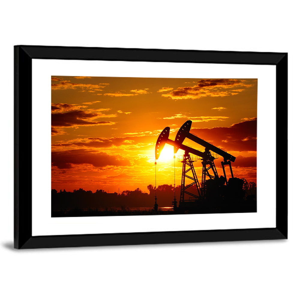 Sunset Oil Pump Jacks Wall Art