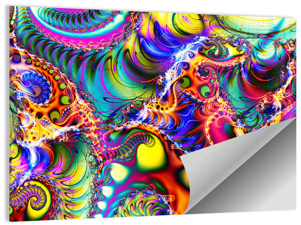 Chromatic Fractal Swirls Wall Art