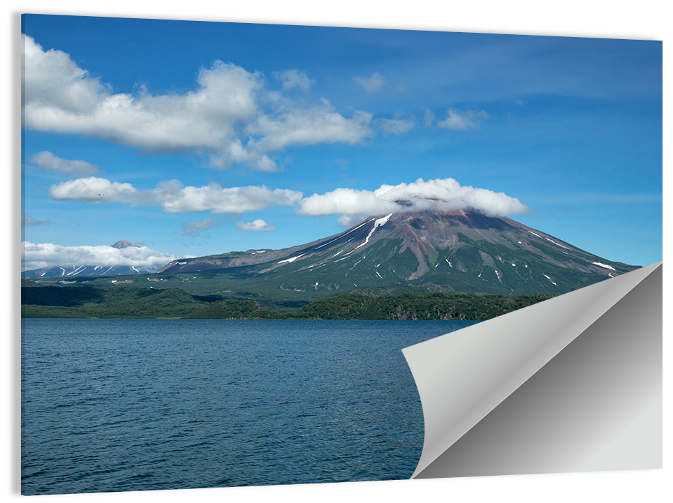 Ilyinsky Volcano Over Kuril Lake Wall Art
