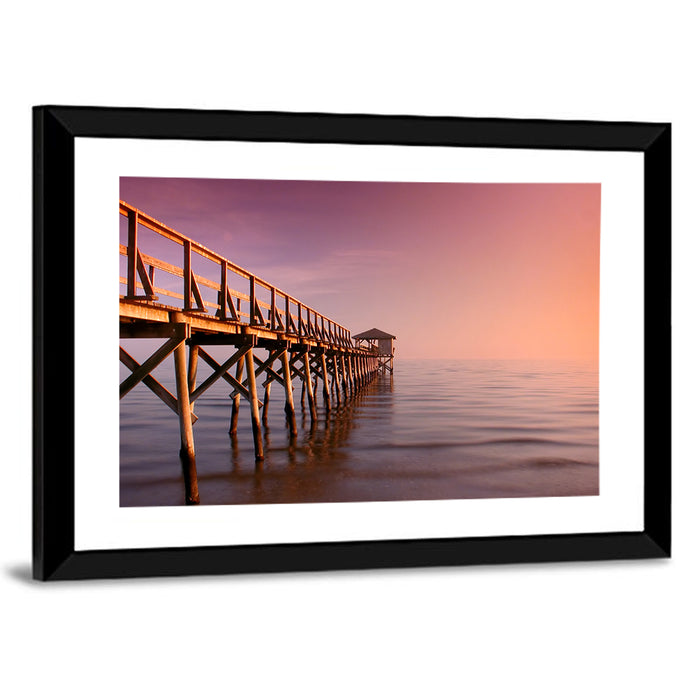 Gulf of Mexico Pier Wall Art as a framed print