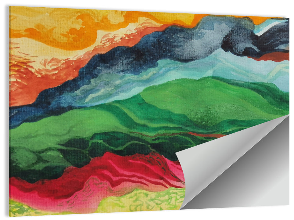 River Through Abstract Mountains Wall Art