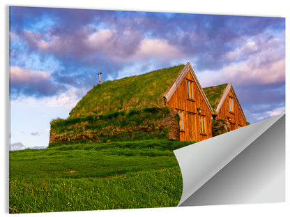 Icelandic Turf Houses at Dusk Wall Art