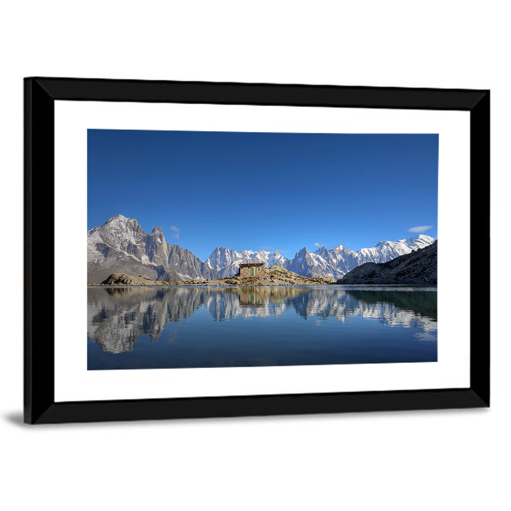 Stone Cabin on Mountain Lake Wall Art