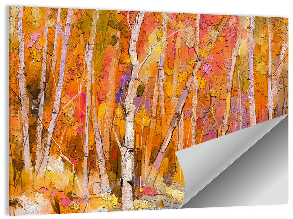 Autumn Birch Grove Painting Wall Art