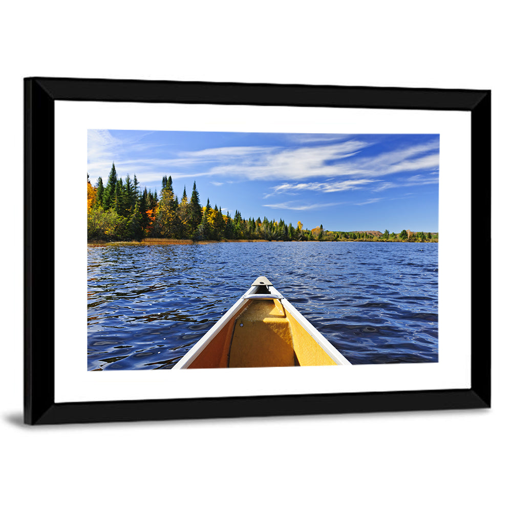 Yellow Canoe Bow on Blue Lake Wall Art