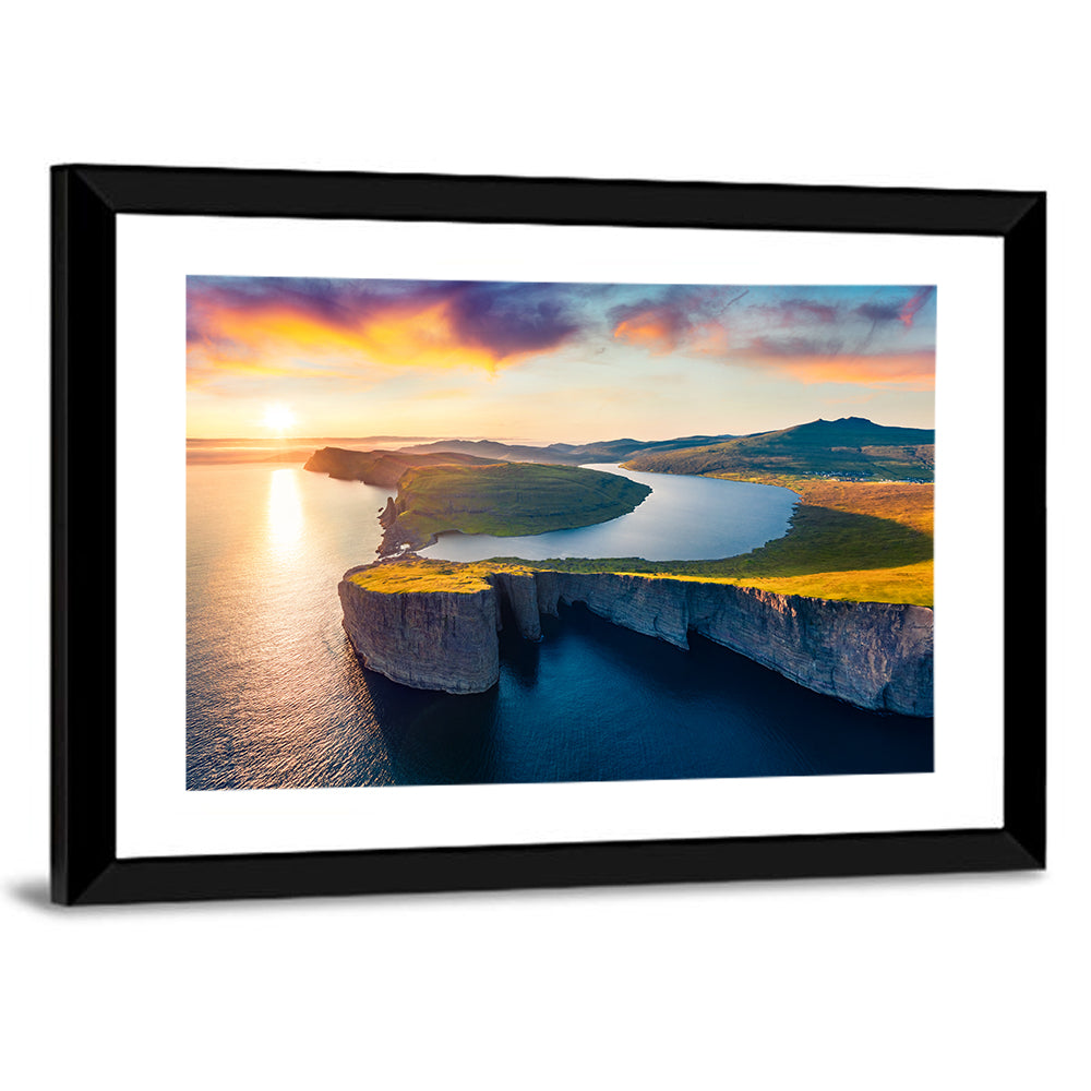 Sørvágsvatn Lake at Sunset Wall Art