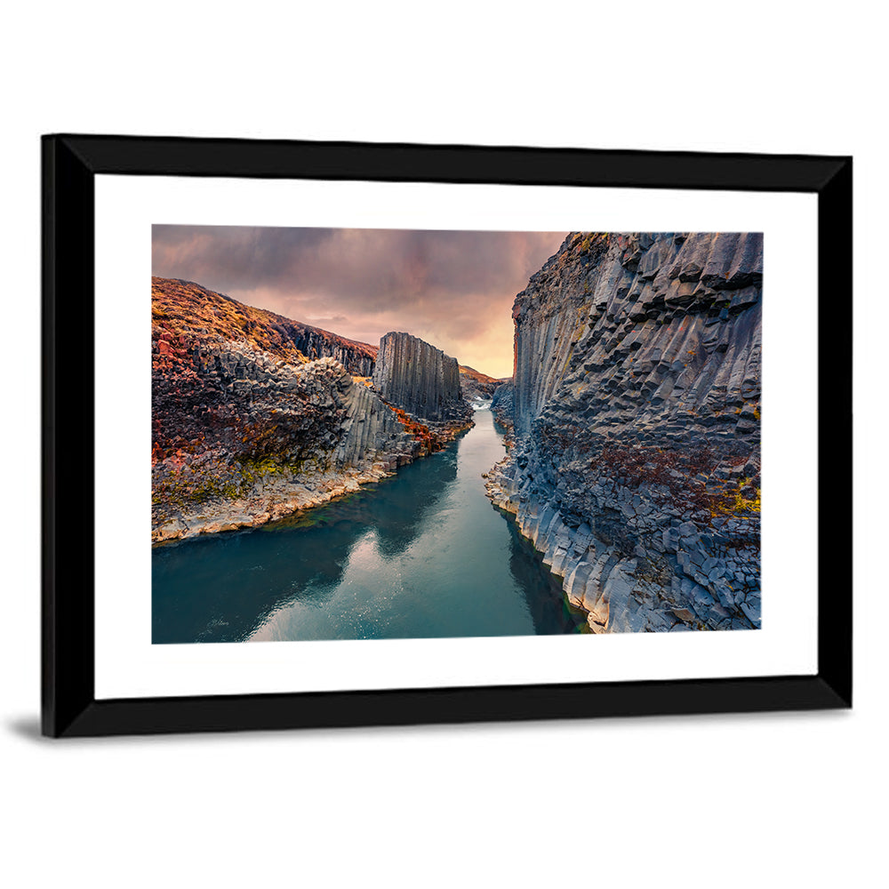 Studlagil Canyon at Sunset Wall Art