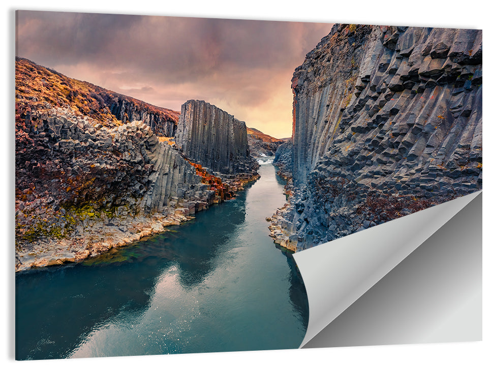 Studlagil Canyon at Sunset Wall Art