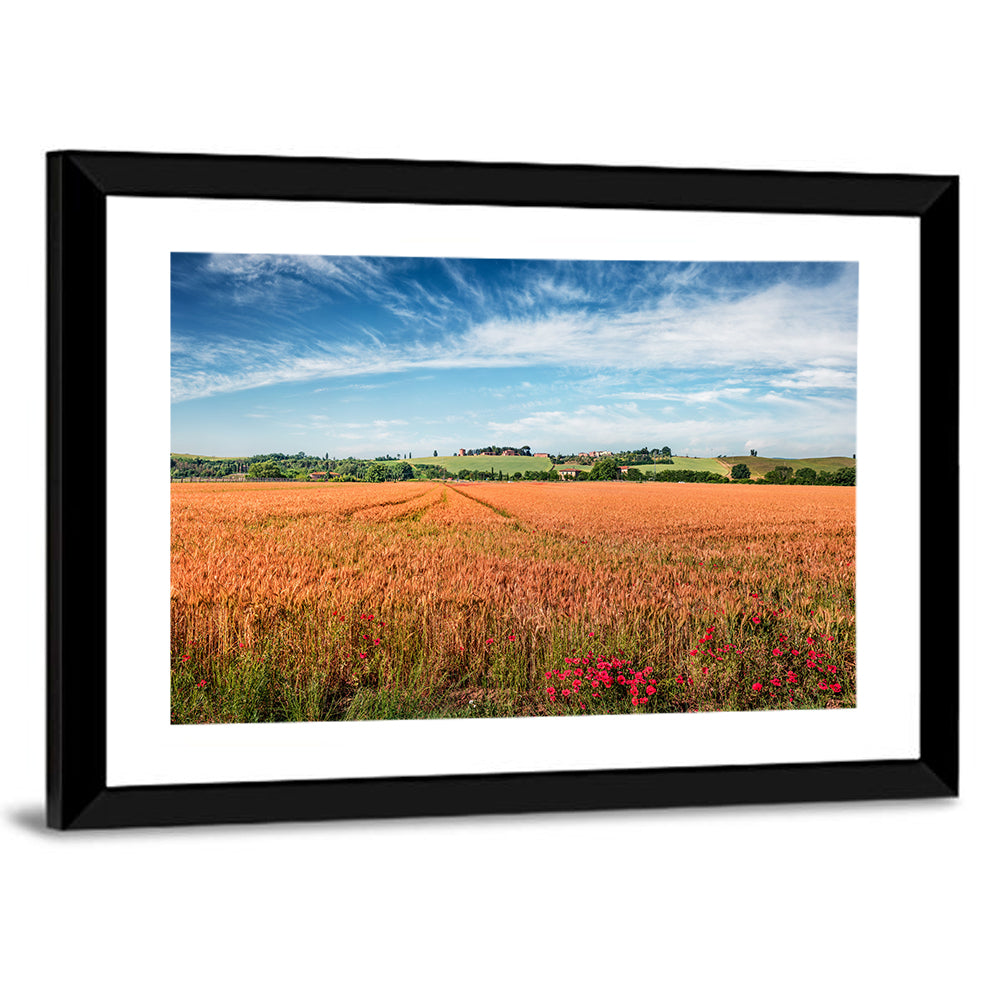 Golden Wheat Field with Poppies Wall Art