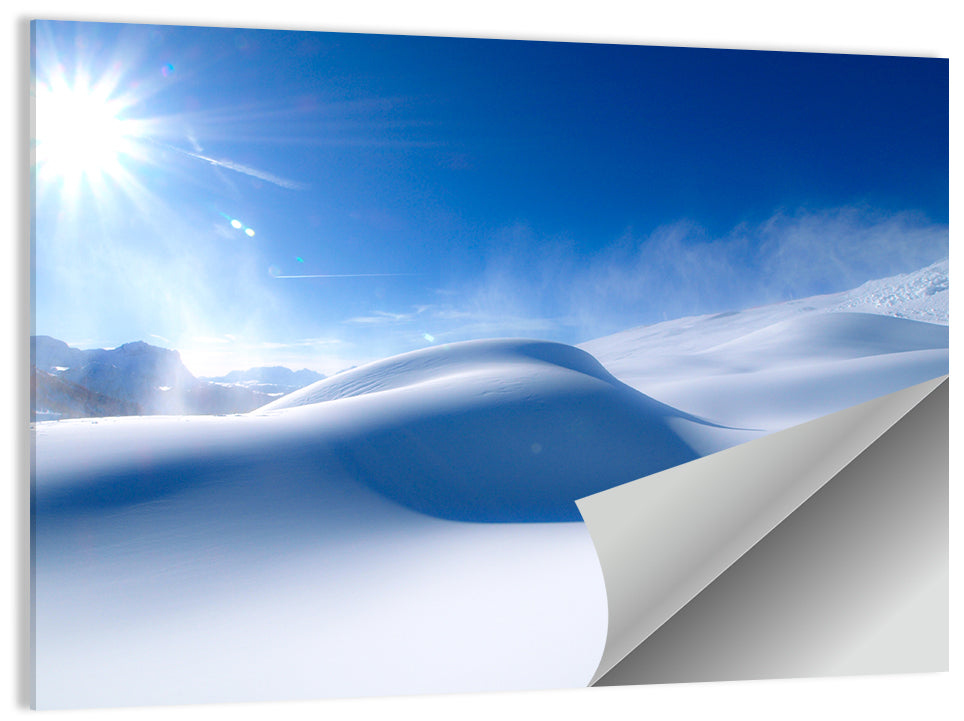 Sunlit Snow Dune Under Blue Sky Wall Art