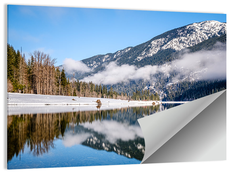 Snow-capped Kachess Lake Reflection Wall Art