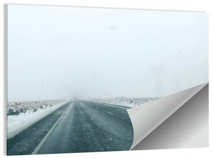 Foggy Winter Mountain Road Wall Art
