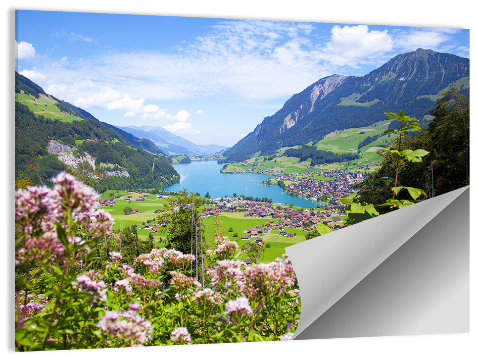 Lungern Village with Wildflowers Wall Art