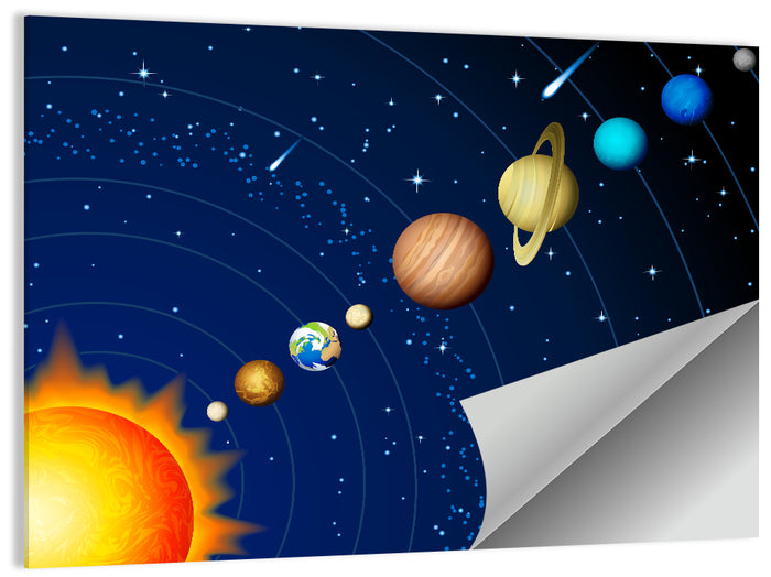 Diagonal Solar System Illustration Wall Art as a poster print