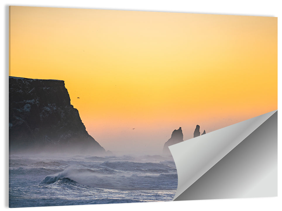 Dyrholaey Cliff with Reynisdrangar Sea Stacks Wall Art