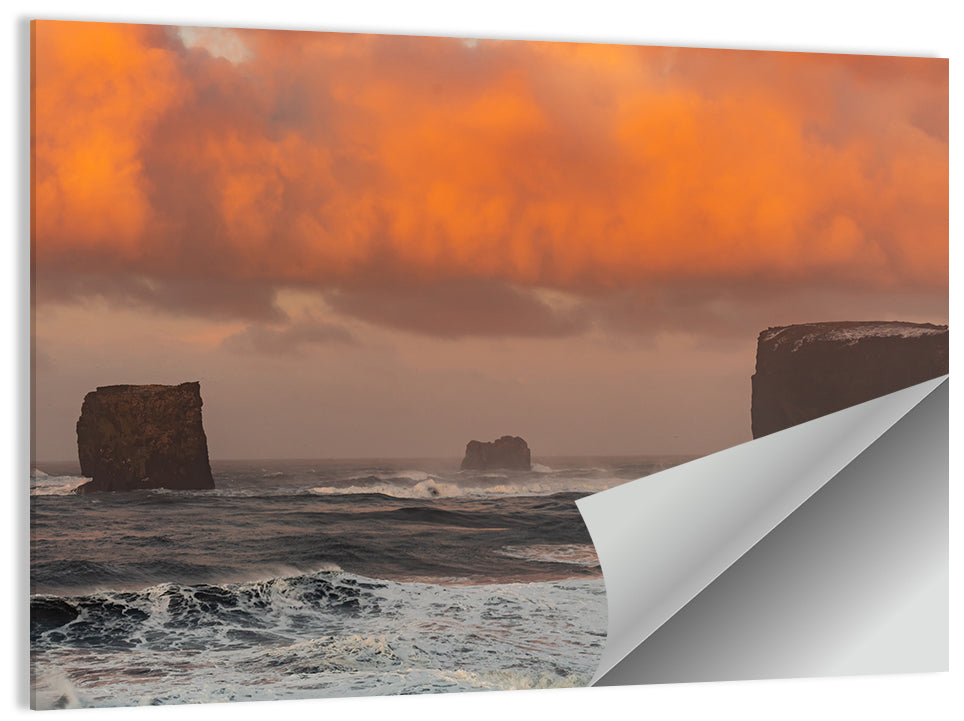 Dyrholaey Sunrise Seascape Wall Art