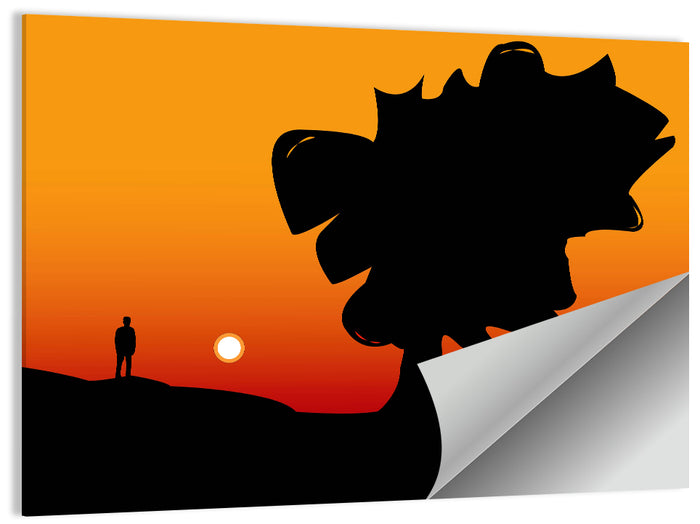 Solitary Sunset Silhouette Wall Art as a poster print