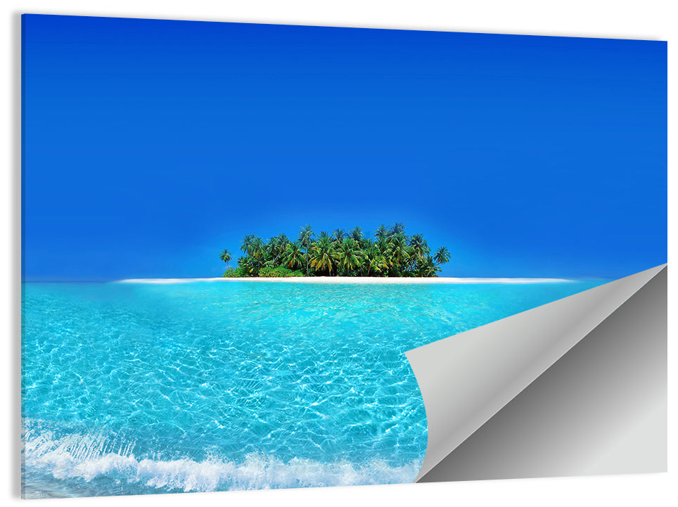 Turquoise Atoll Sandbar with Palm Trees Wall Art