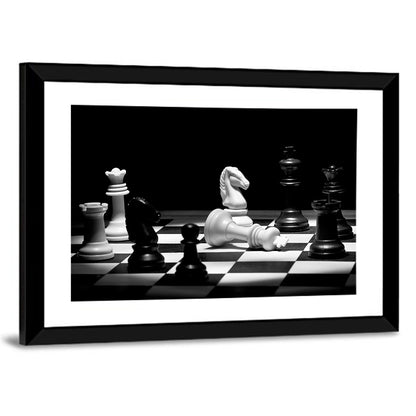 Fallen White King Chess Scene Wall Art