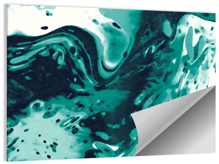 Teal Wave Abstract Wall Art as a poster print
