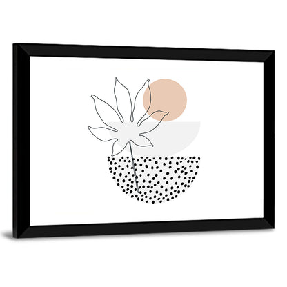 Palm Leaf with Peach Circle Illustration Wall Art